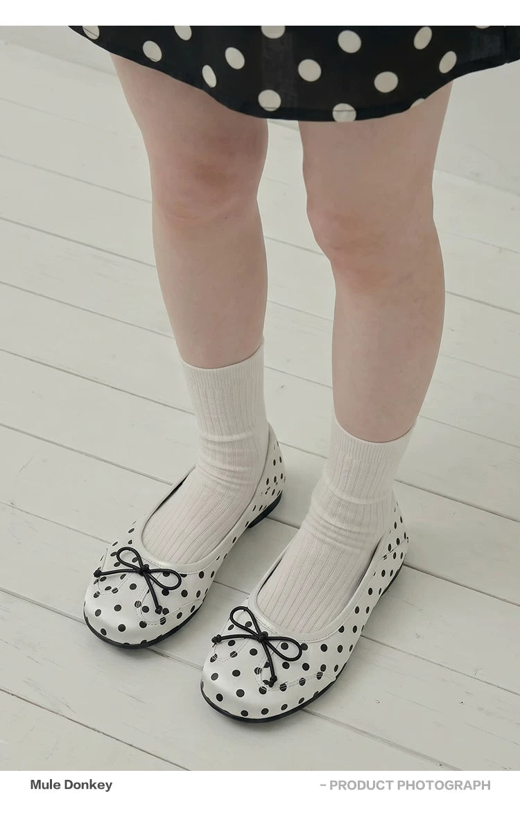 Donkey Shallow Mouth Polka Dot Inner Height Increasing Single Shoes