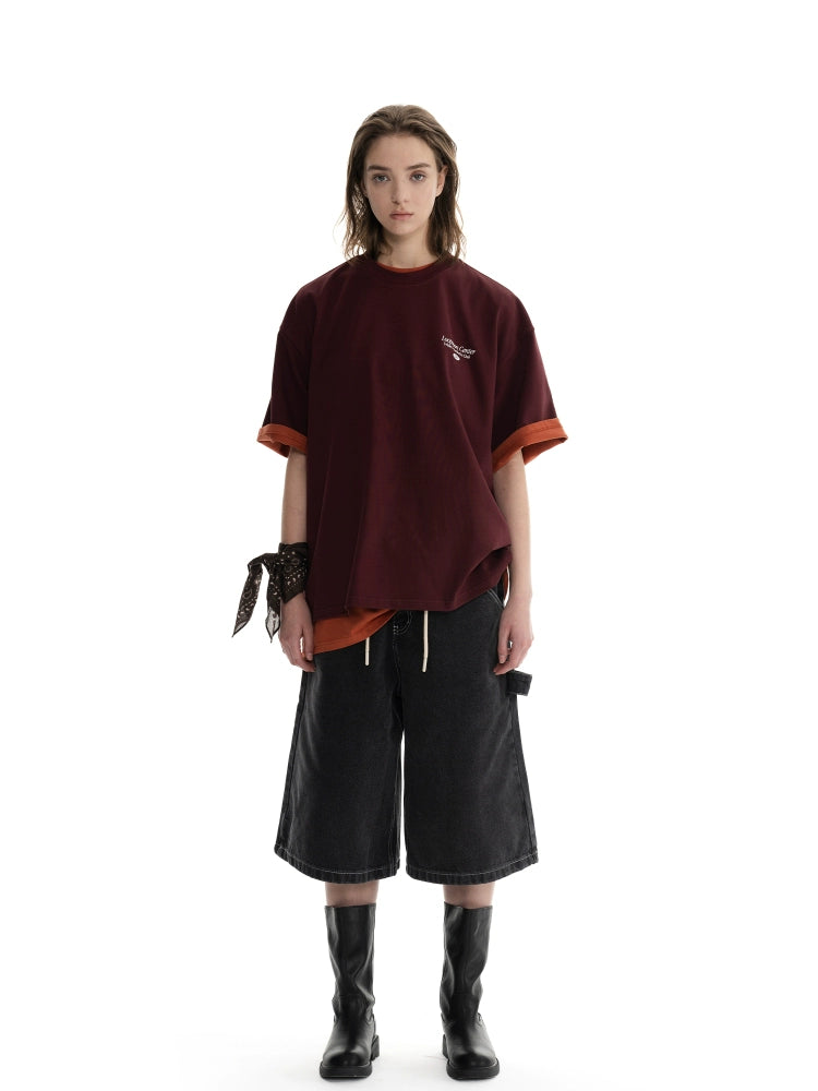 Loopsoon Crew Neck Back Print Loose Casual Tee