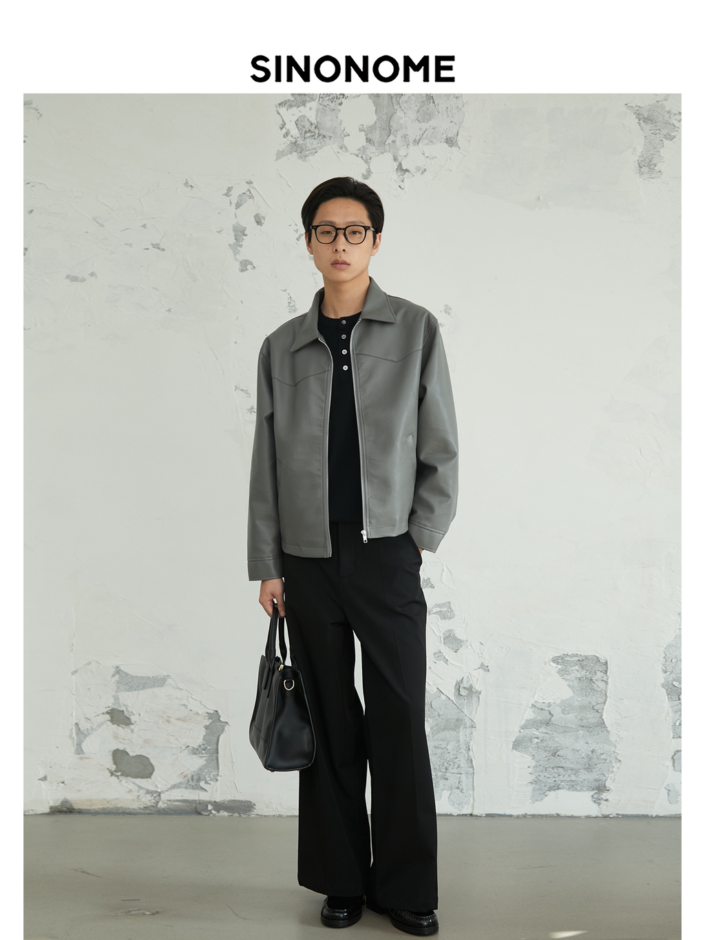 SINONOME faux PU short leather jacket cleanfit