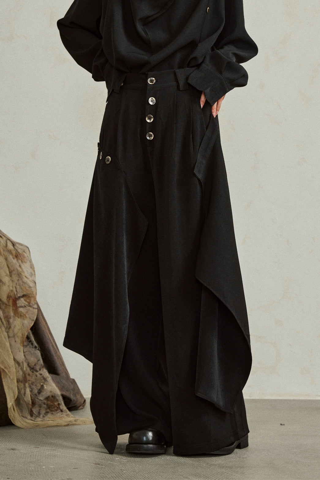 SUNYVONNE Irregular Multi-piece Two-wear Wide-leg Pants