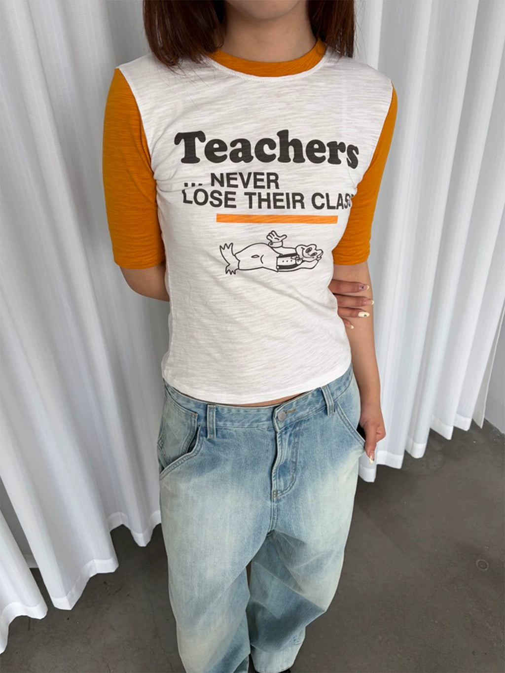 InsGale Slim Fit Alphabet Printed Tee