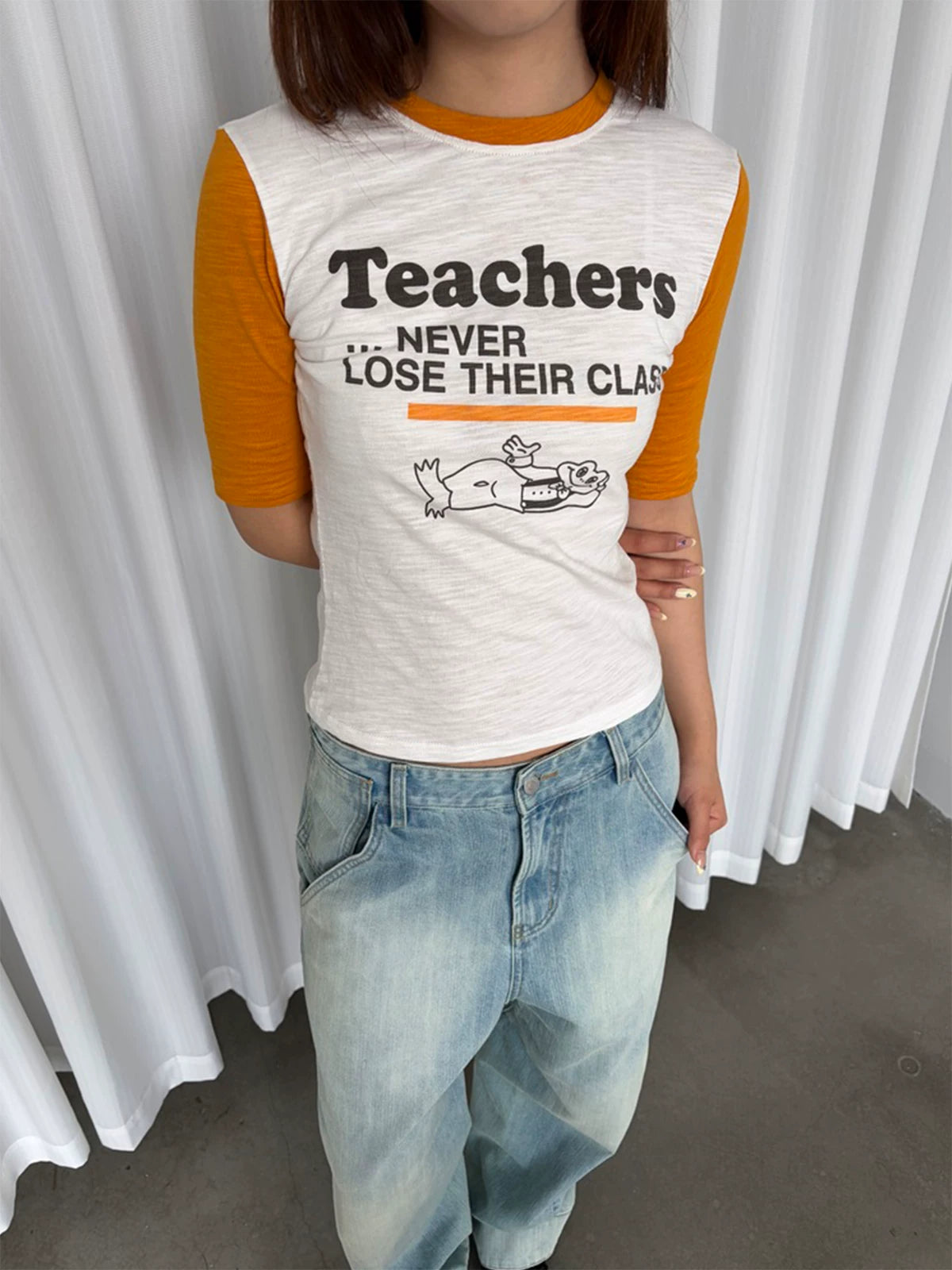 InsGale Slim Fit Alphabet Printed Tee