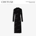 CHUYUQI Waist-knitted Semi-turtleneck Dress