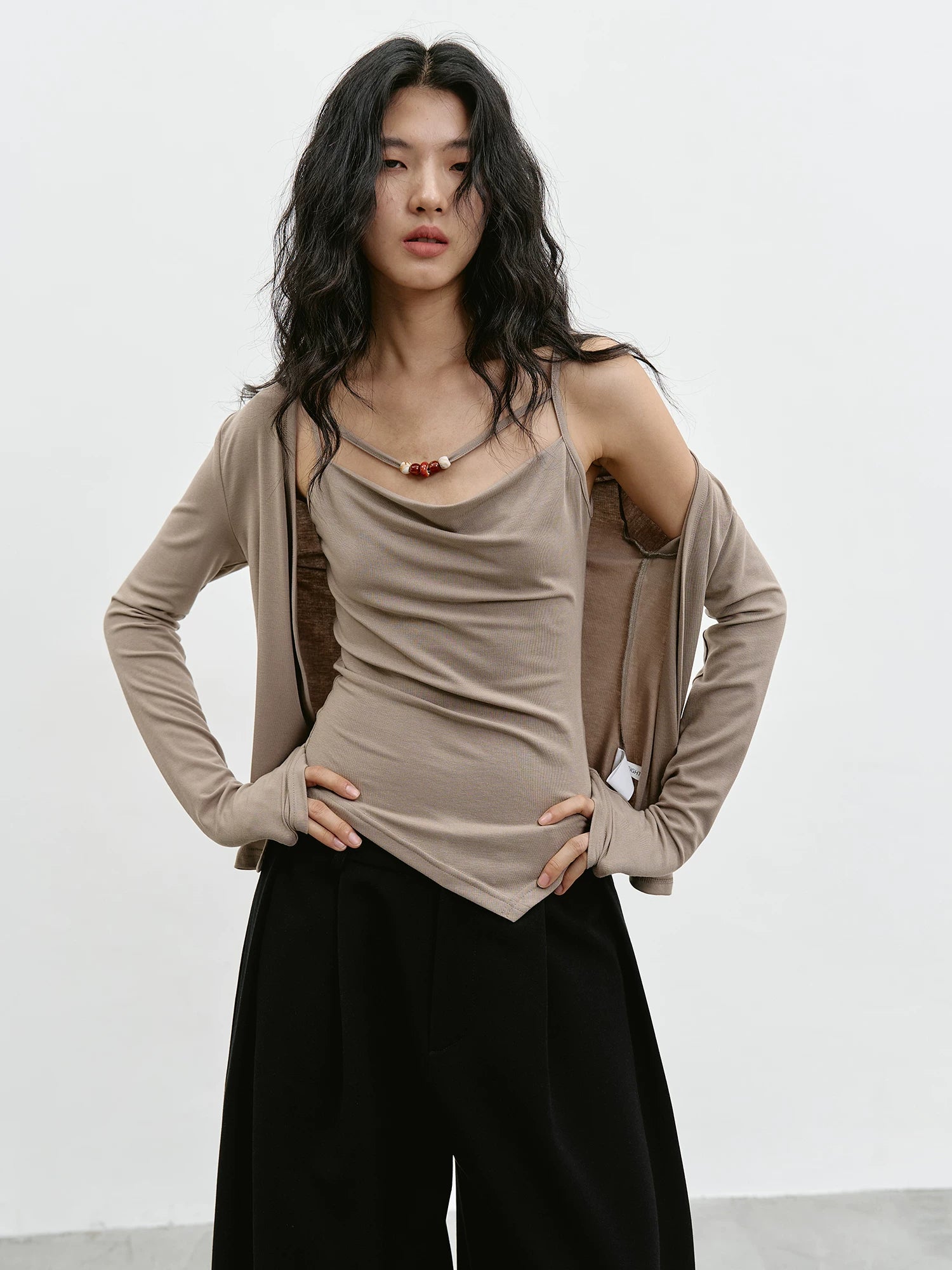 EIGHTHMONTH Casual Suspender Blouse Two-piece Set