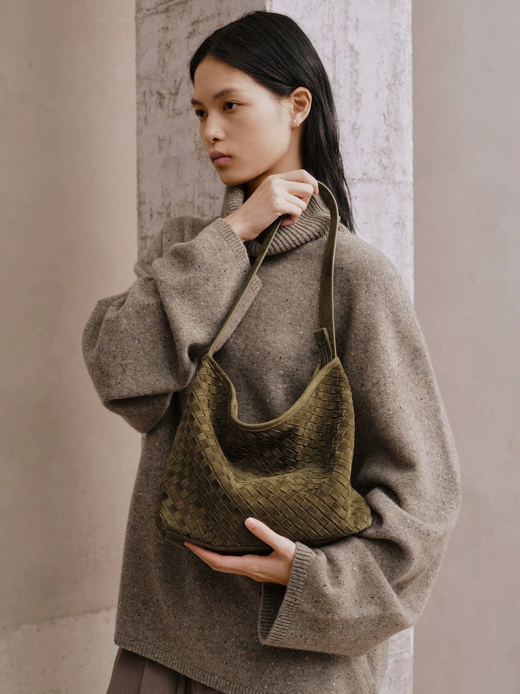 AVALEA Vintage Suede Woven Tote Bag