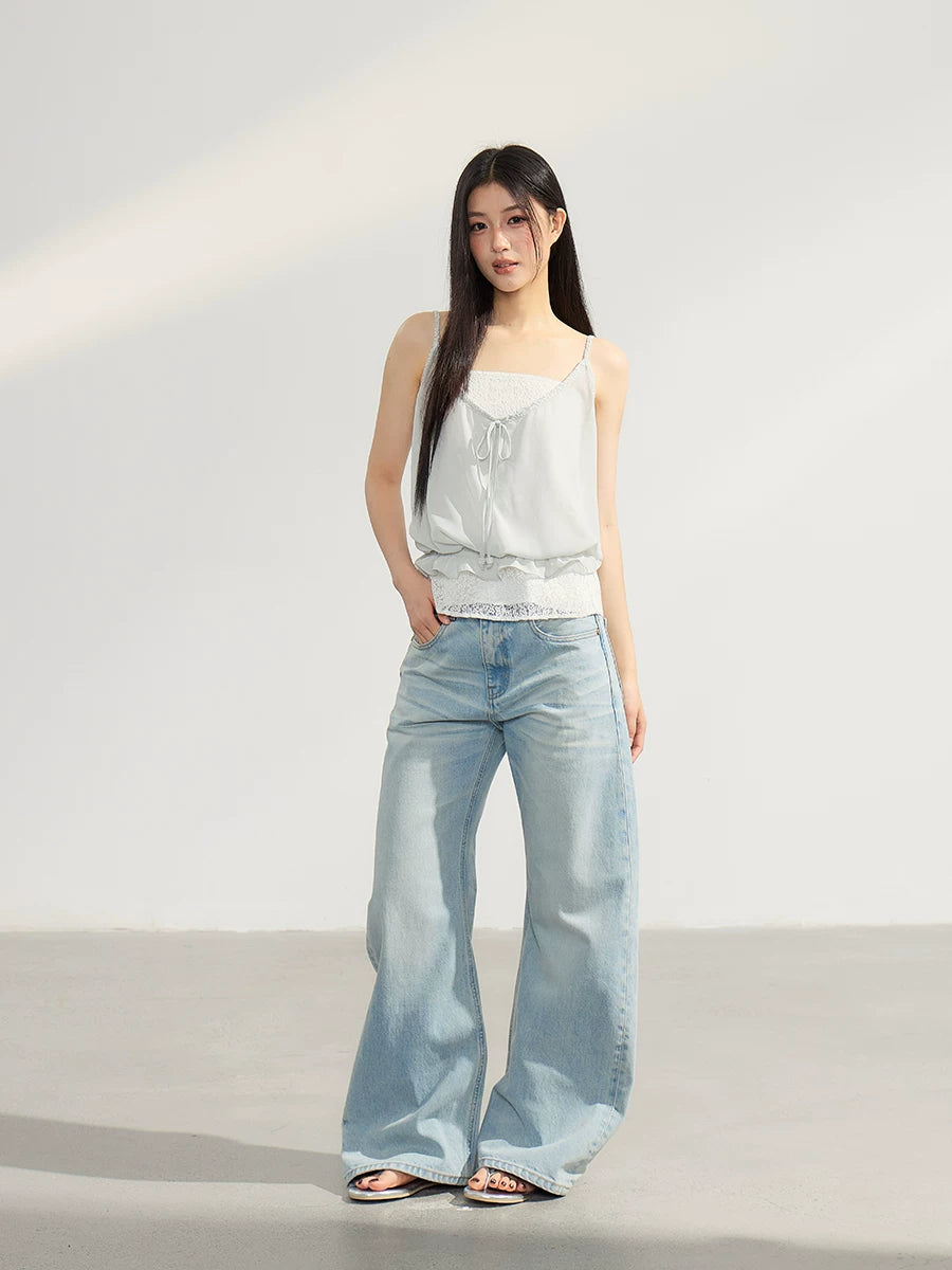 WITHMIN Loose Straight Drape Thin Jeans