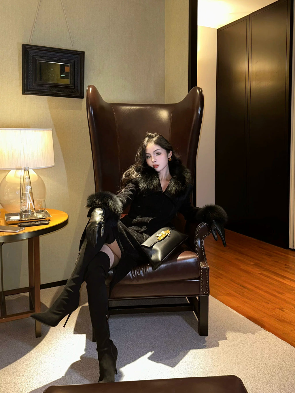 CHUYUQI Temperament Hair Leader Skirt Suit
