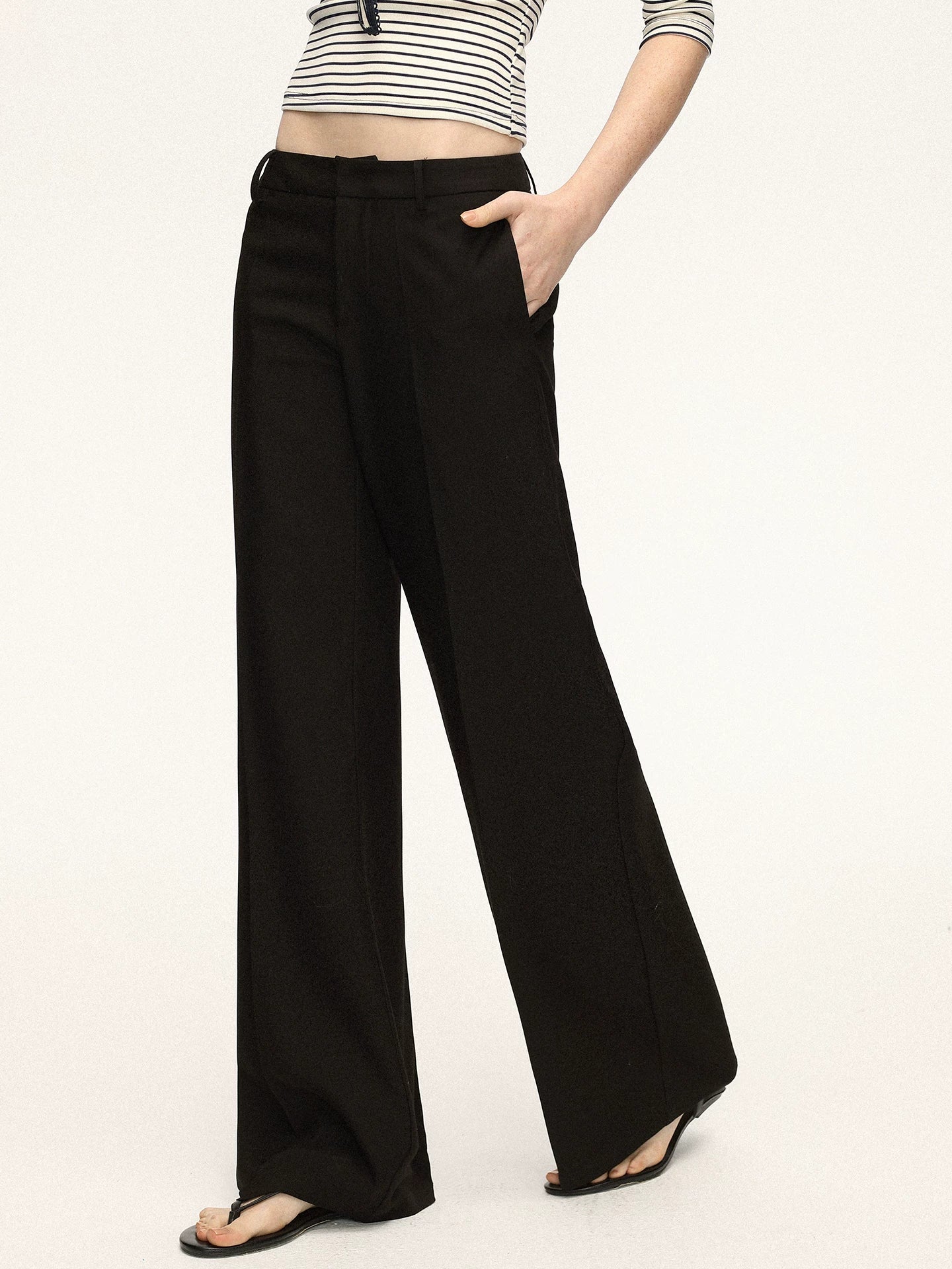 Anna Aneae High Waist Wide Leg Skinny Suit Pants