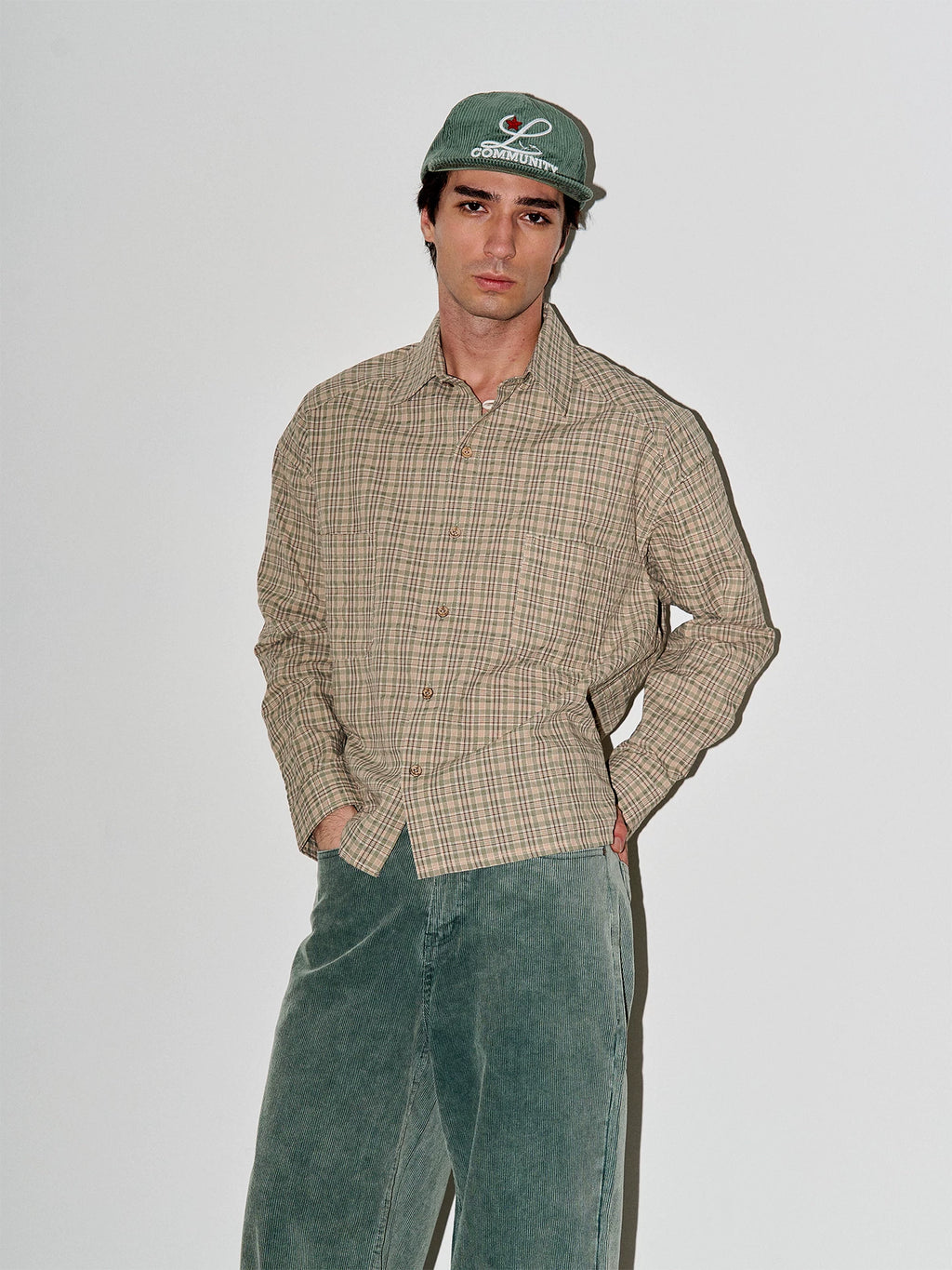 LIBERAFIT Seersucker Plaid Long-sleeved Shirt