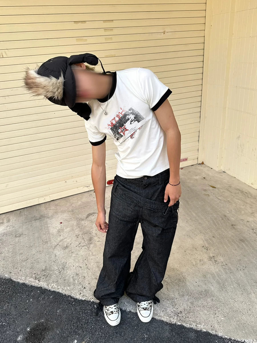 FTS Vintage Splicing Thread Printed Slim Tee