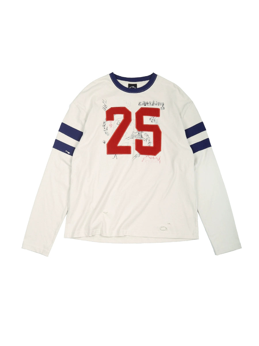 TREclub Contrast Color Embroidery Graffiti Print Long Sleeve