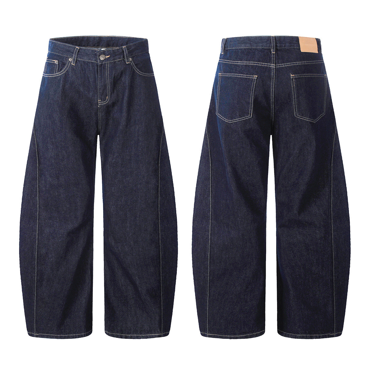 11KN Deconstructed Blue Scimitar Straight Loose Wide-leg Cleanfit Jeans
