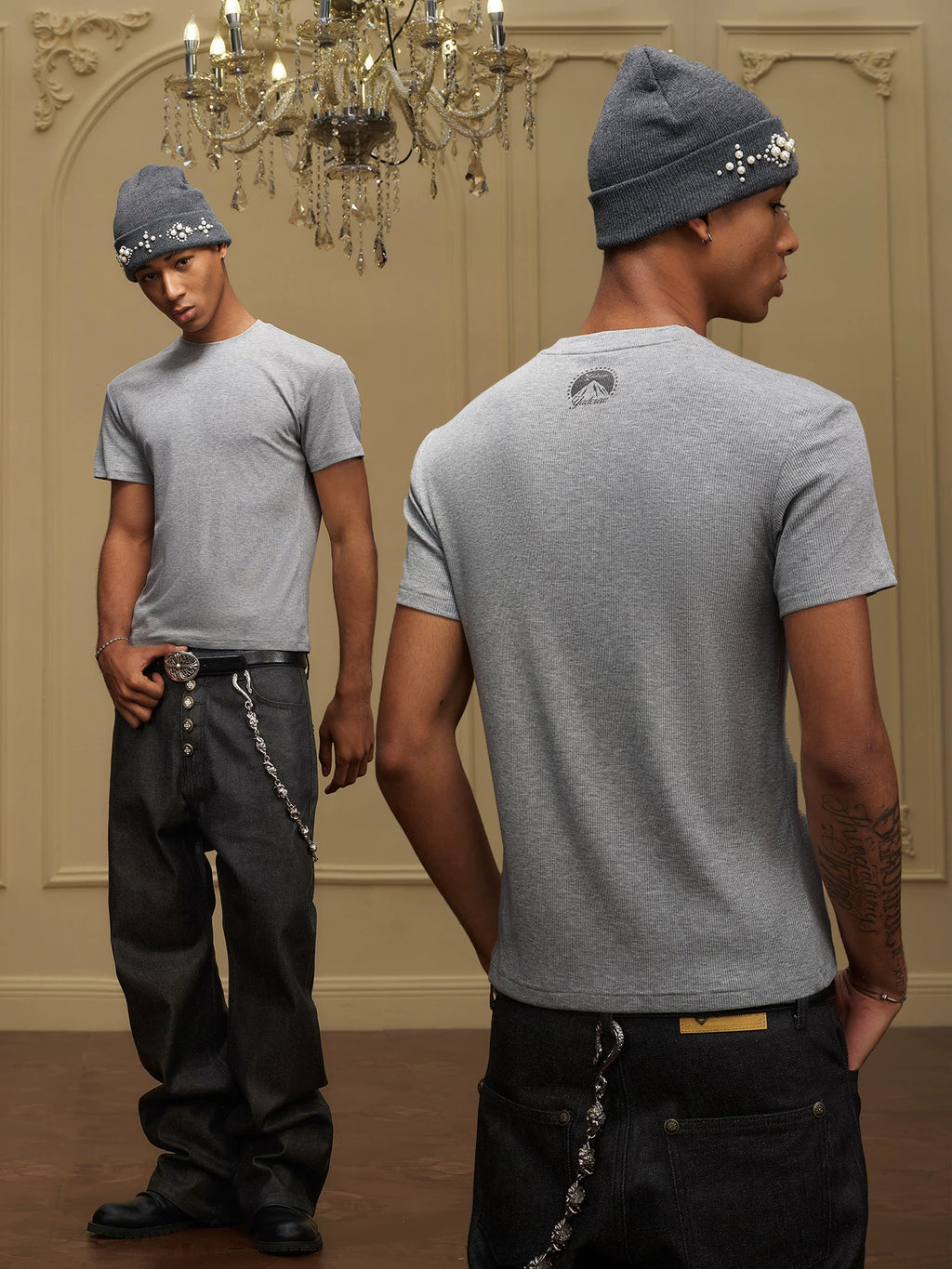 YAD Spoof Snow Mountain Print Slim Tee