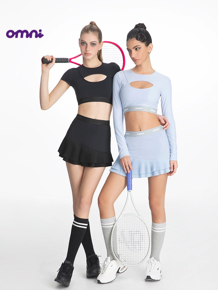 ABMY Hollow Suspender Irregular Pleated Skirt