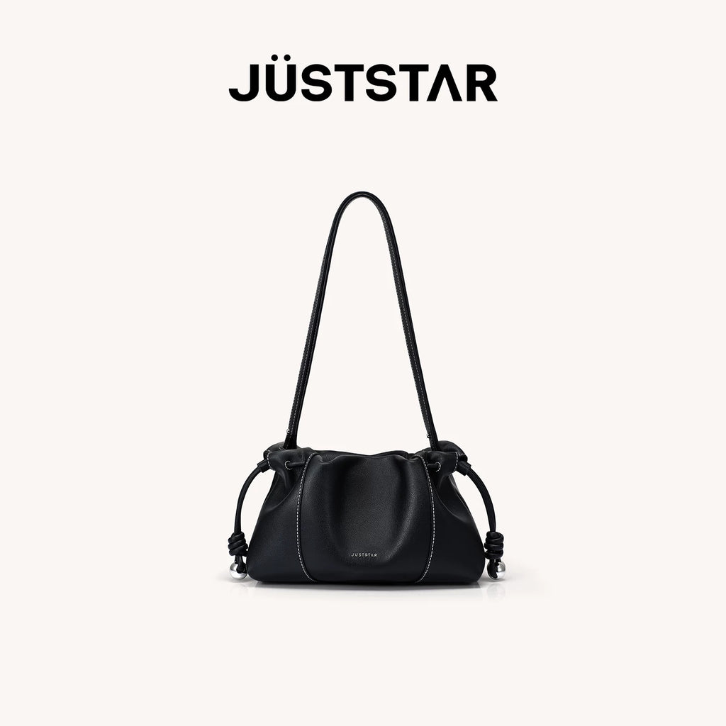 JUST STAR Pleated Shoulder Messenger Bag