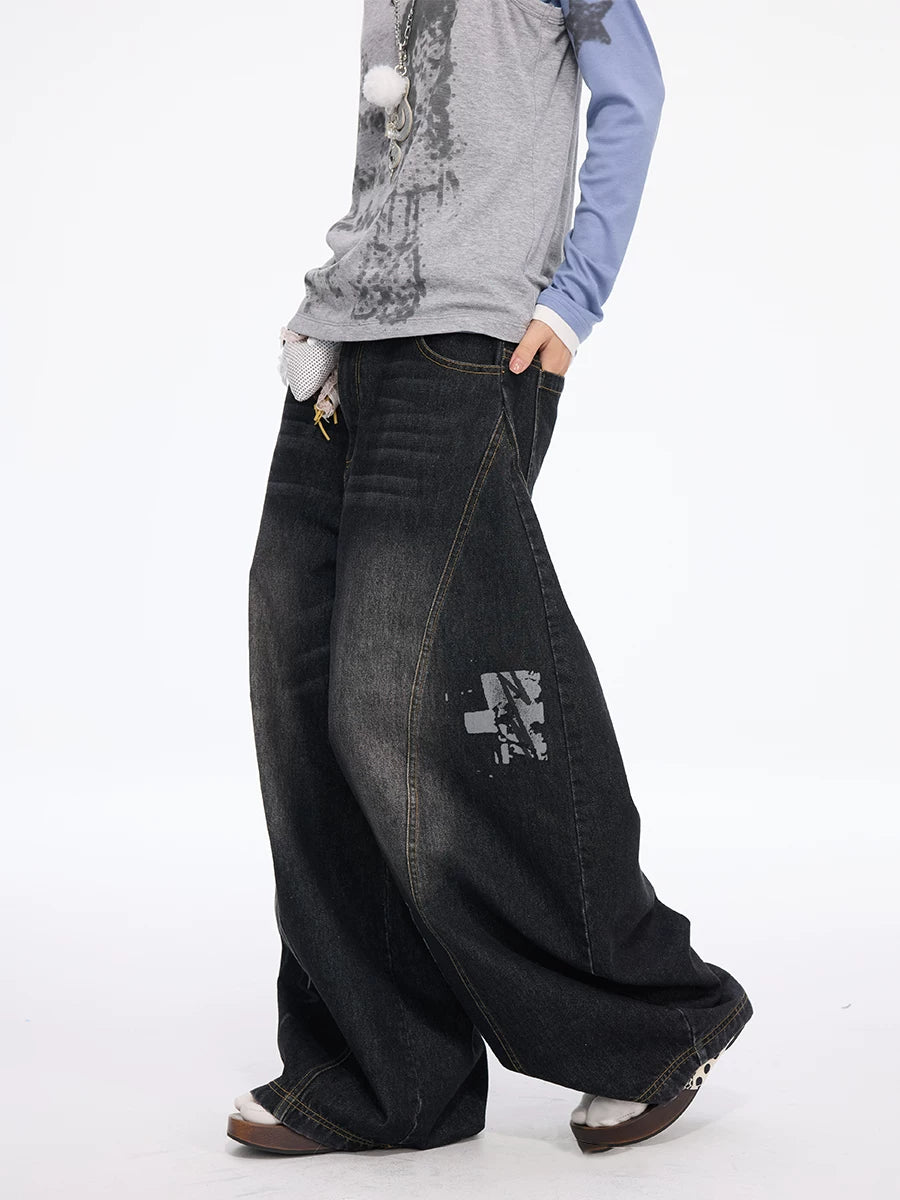 MOMSAYCAN Scimitar Wide-leg Jeans