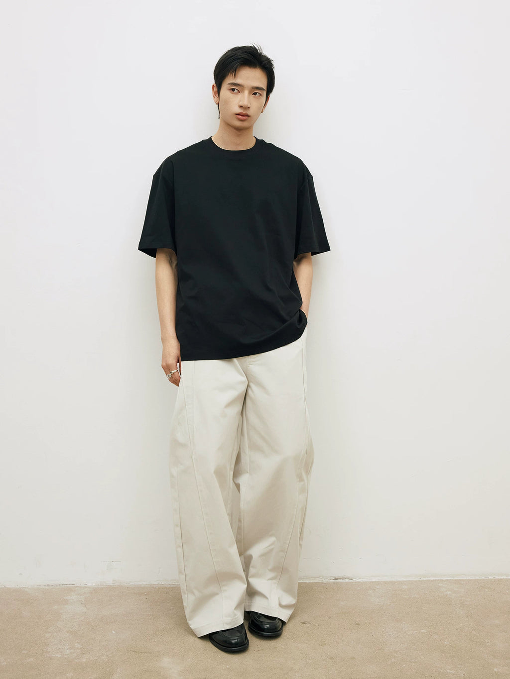 LR Drape Anti-wrinkle Solid Color Backing Tee