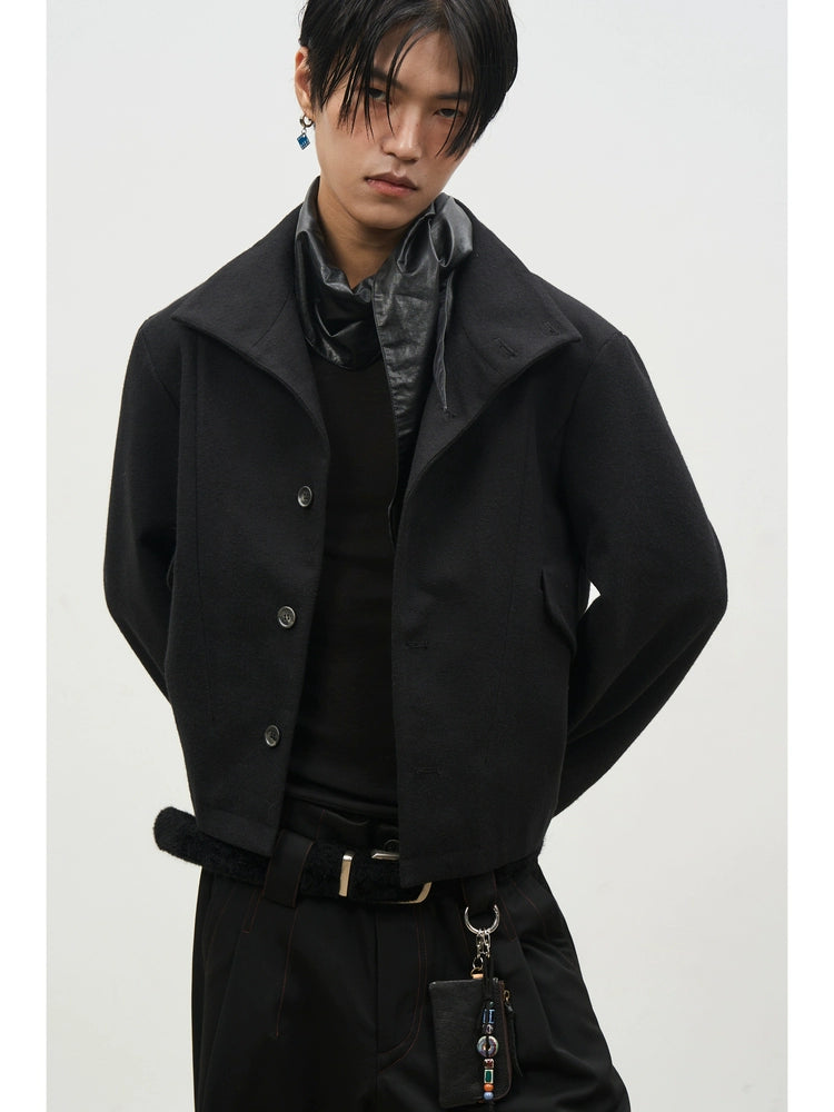 SOUTHFISH Vintage Stand-up Collar Tweed Short Jacket