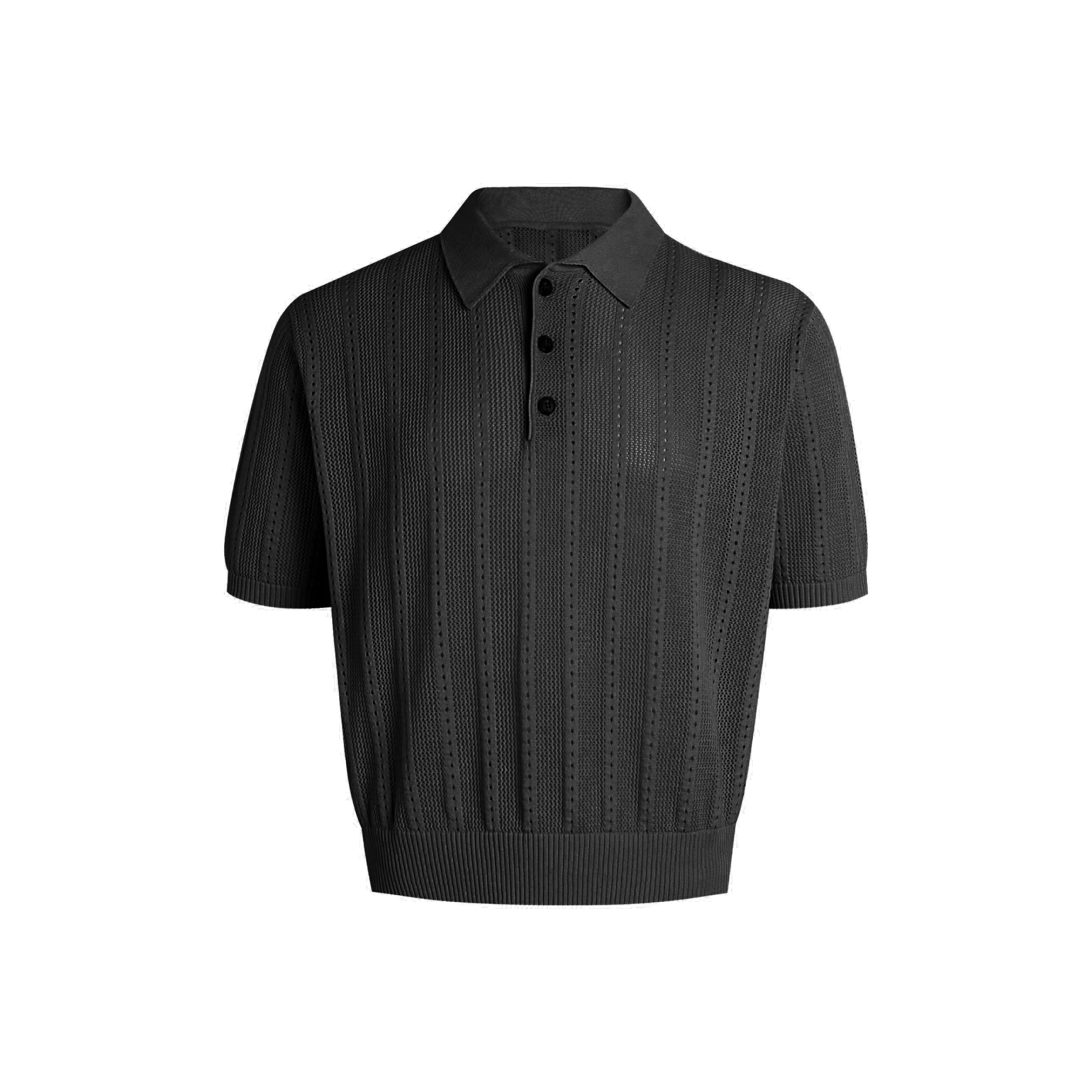 Set for life retro jacquard texture wide polo t-shirt
