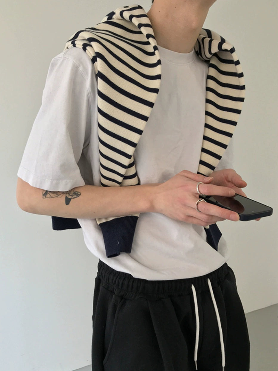 COLN Versatile Striped Knitted Sweater