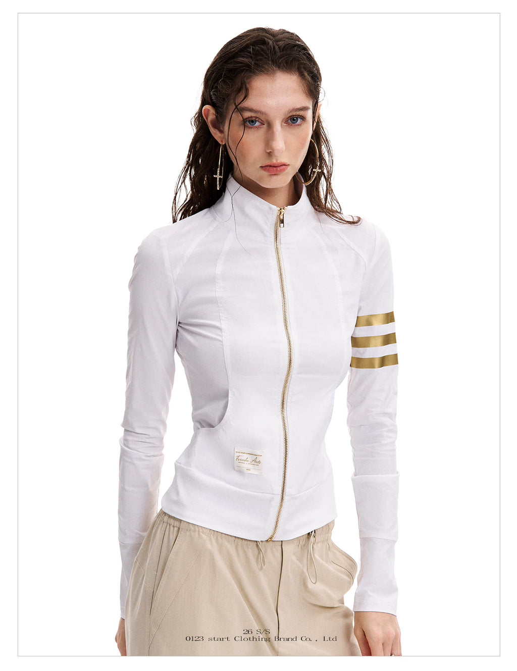 0123Start Striped Zipper Slim Fit Sunscreen Jacket