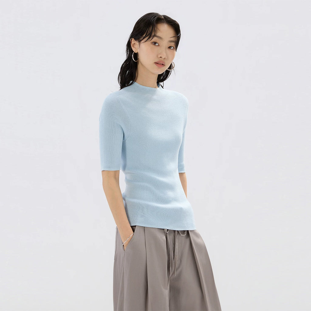Sameuoo Small Turtleneck Knitted Versatile Tee