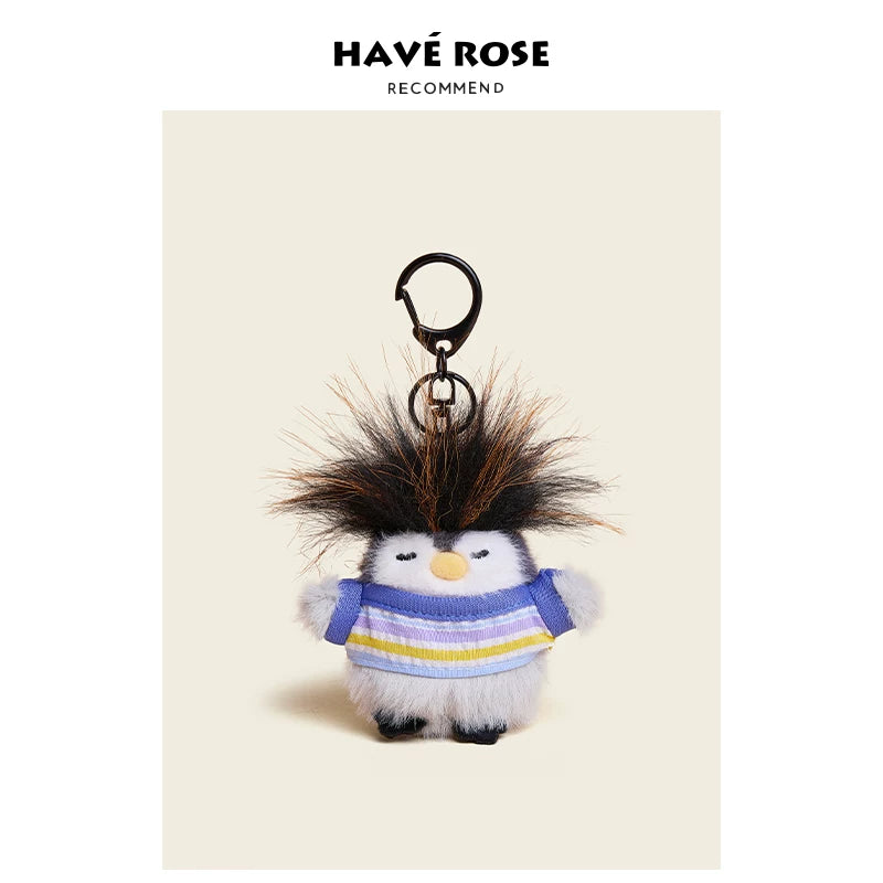 HAVEROSE Straight-A Student Penguin Bag Keychain Plush Pendant