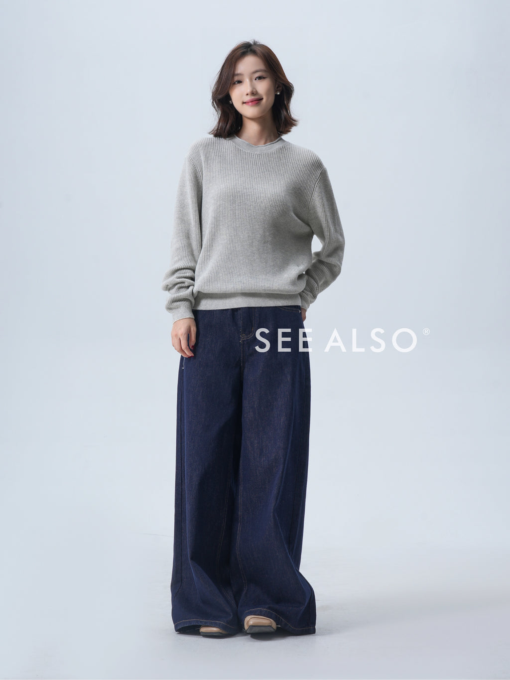 SEE ALSO Slack Minimalist Crew Neck Long Sleeve Knitted Sweater