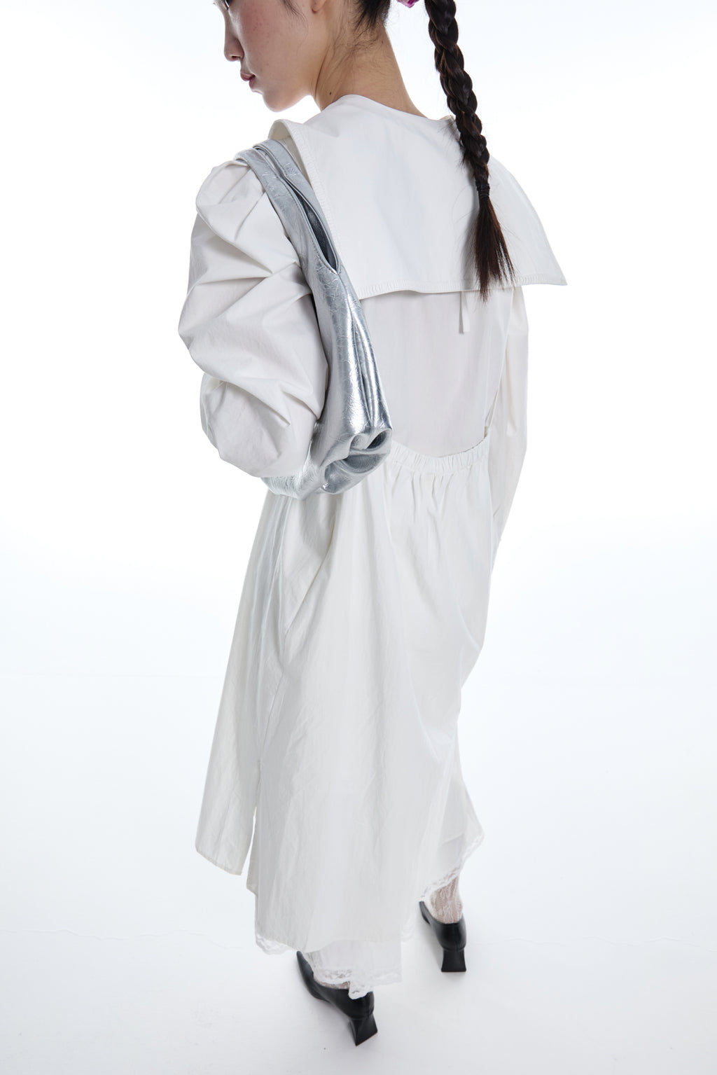 DirtySix Fuka bento bag soft pleated shiny leather shoulder underarm bag.