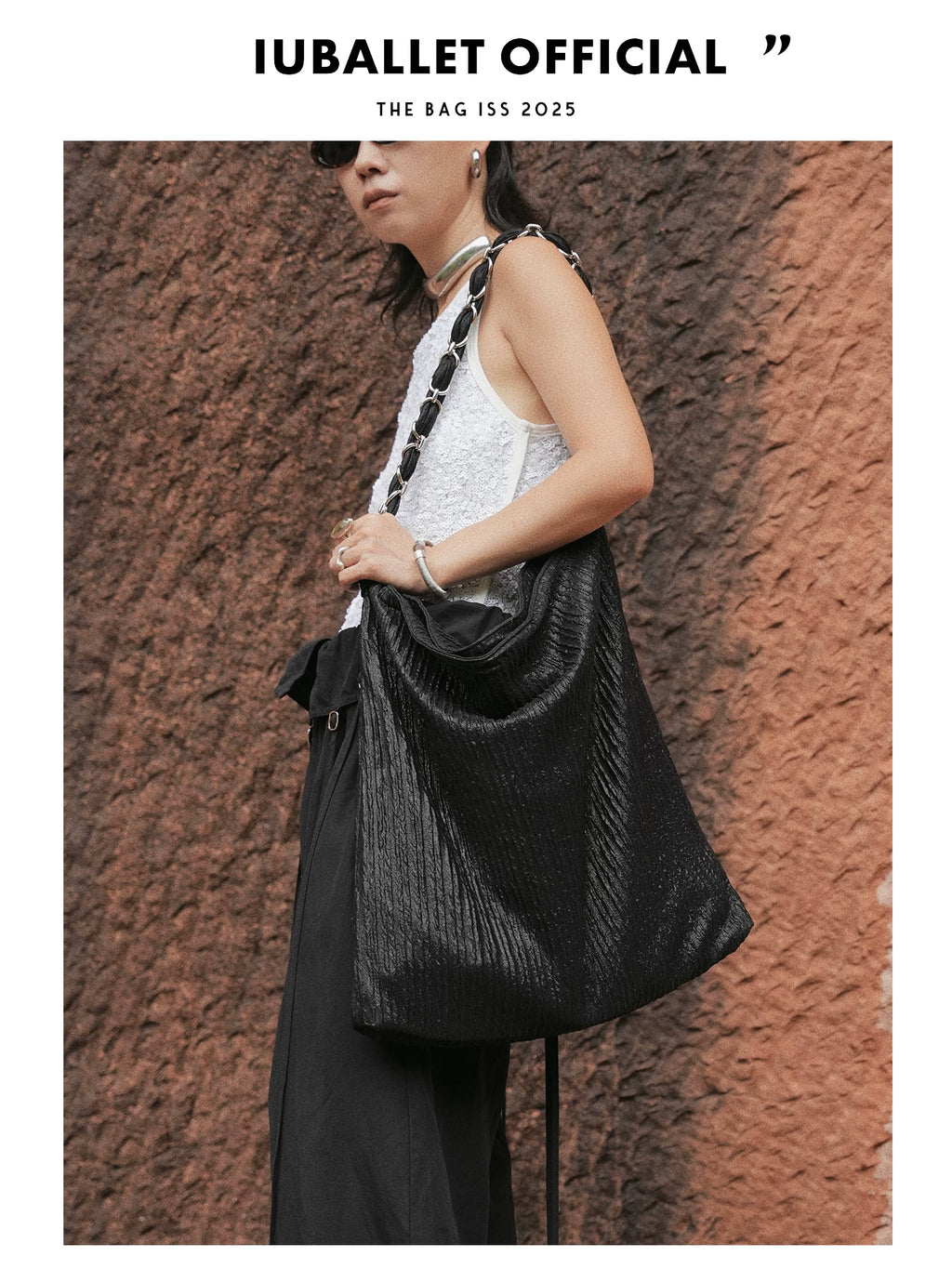 IUBALLET Large Capacity Pleated Messenger Bag