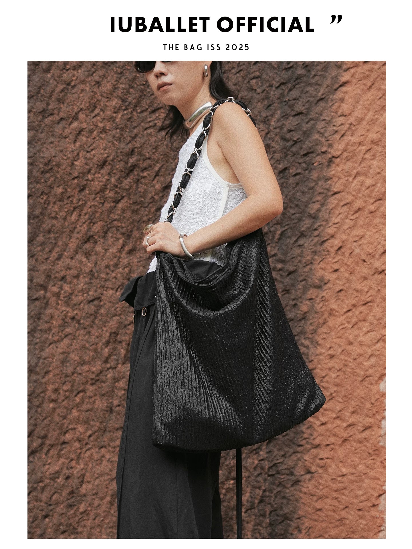 IUBALLET Large Capacity Pleated Messenger Bag