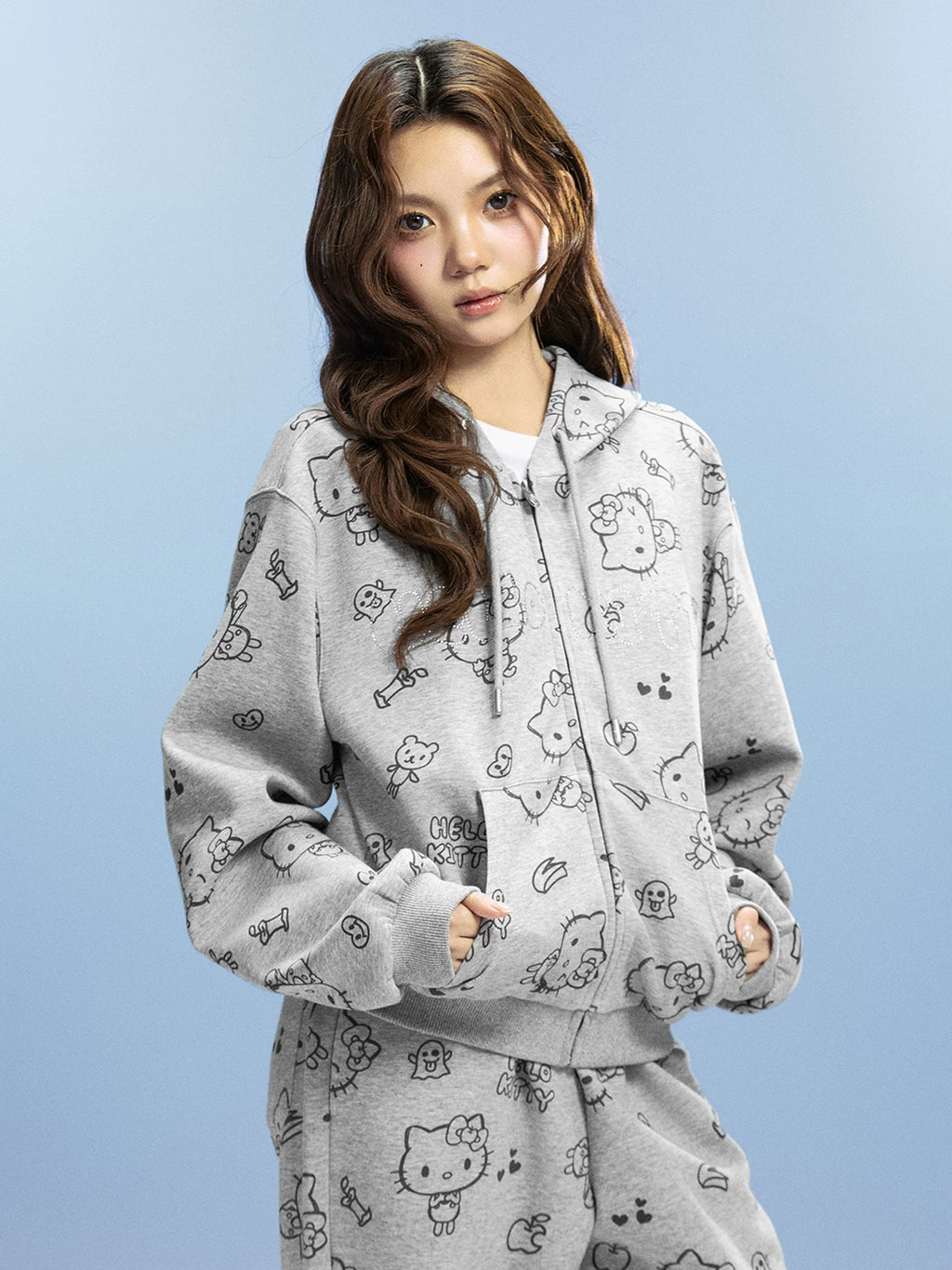 WHOOSIS Hot Diamond Full Print Casual Zipper Jacket