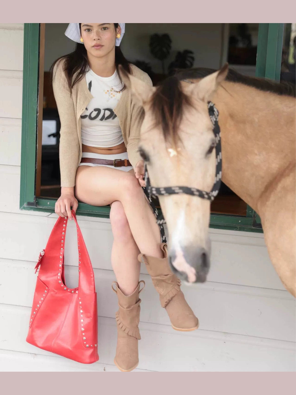 ECODAY Vintage Rivet Shoulder Tote