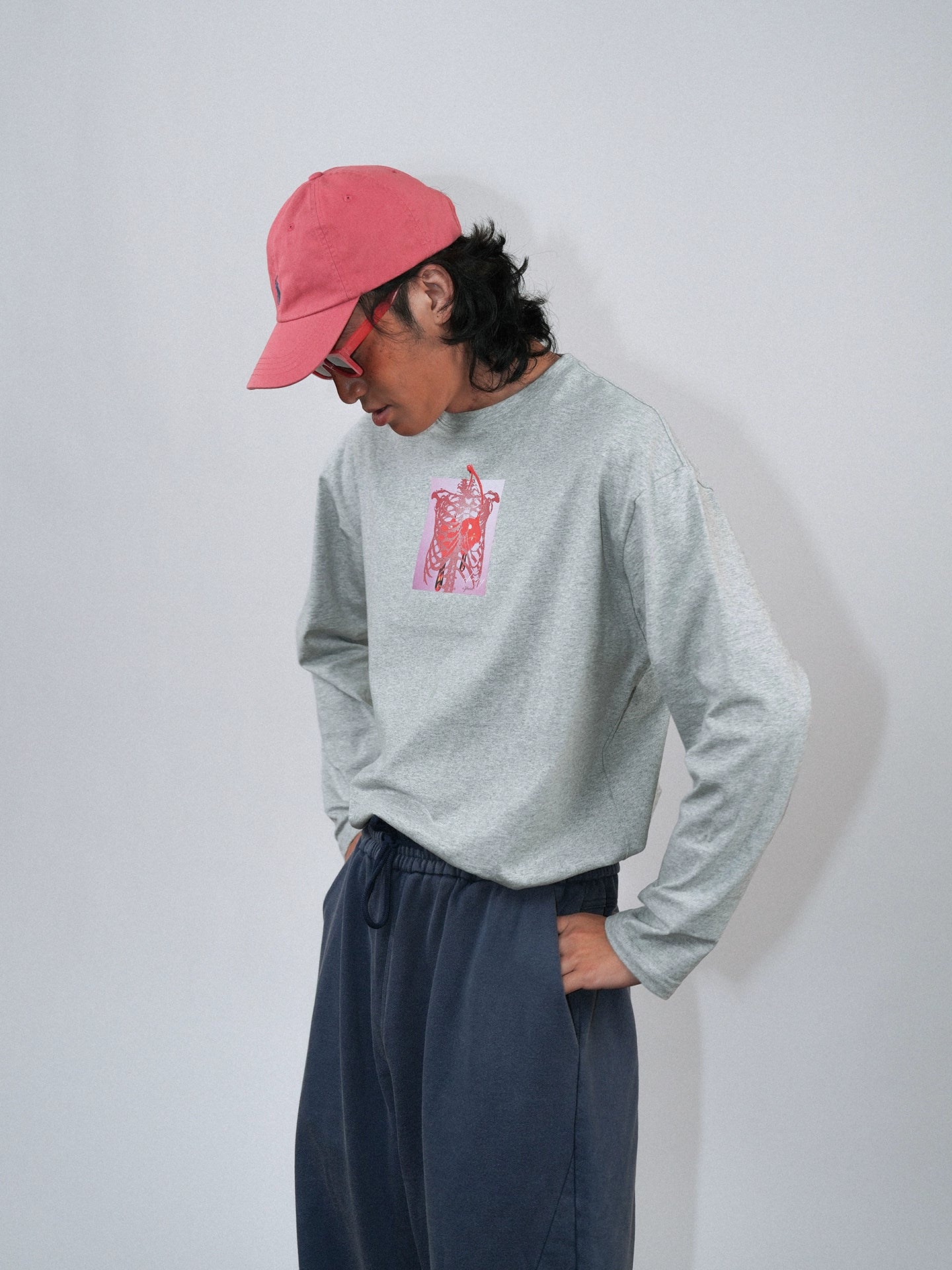 O3PARK Cherry Skull Print Long Sleeve