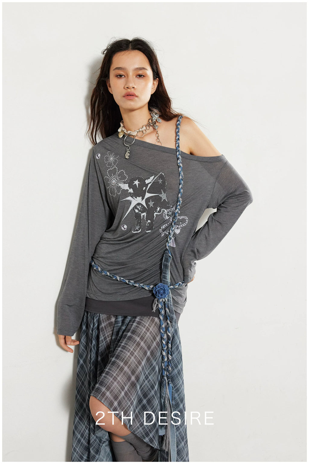 2th Desire Splicing Cross Flower Waist Chain Necklace