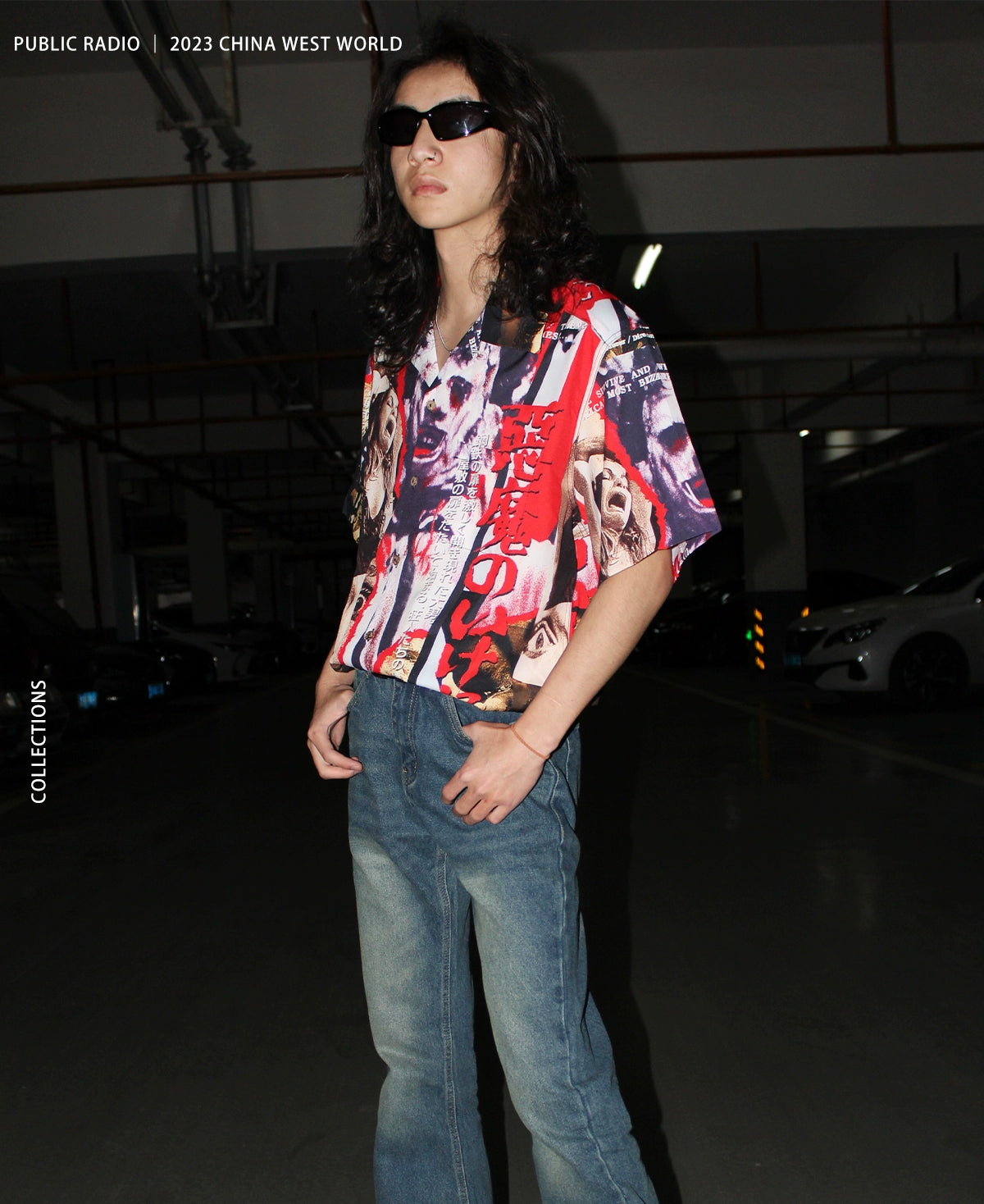 PUBLICRADIO Retro Washed Denim Micro-horn Trousers