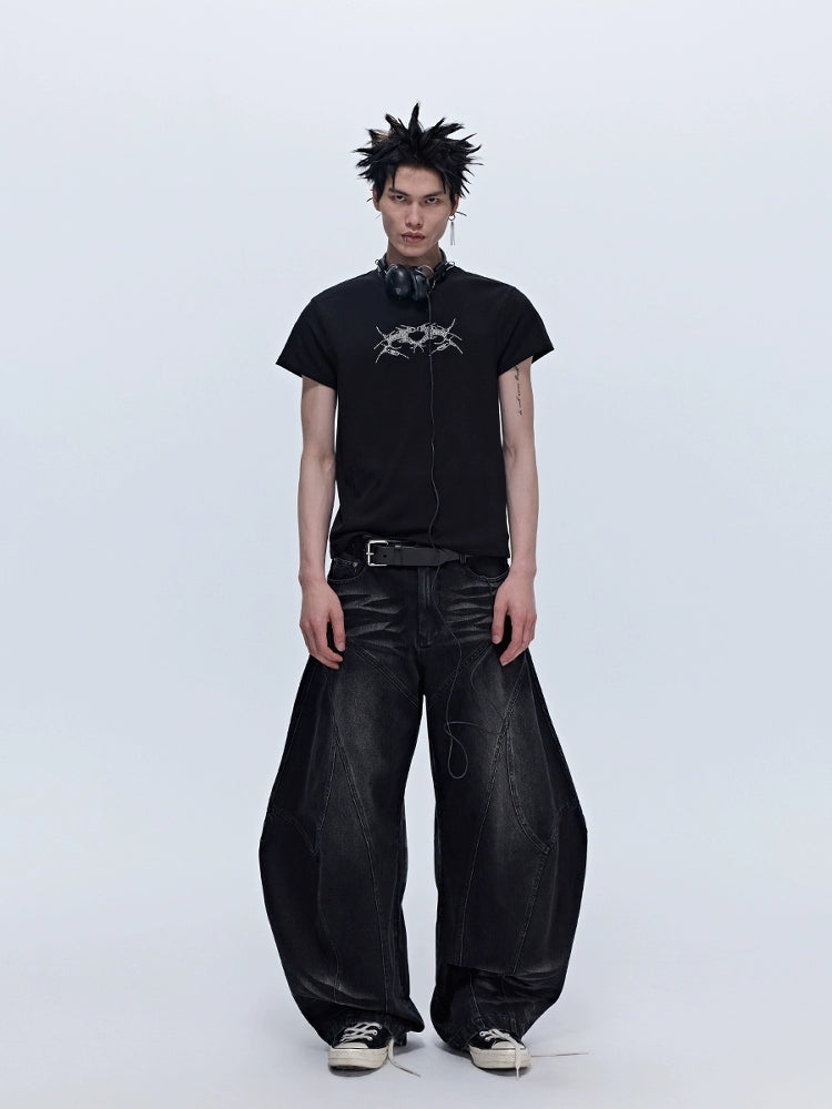 SGW "Wings of Thorns" Hot Diamond Subculture Elastic Slim Sleeve Short Sleeve Tee