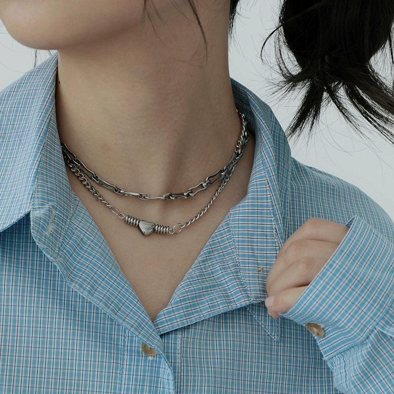 STILLYOU Love Double Layer Stacked Titanium Steel Necklace