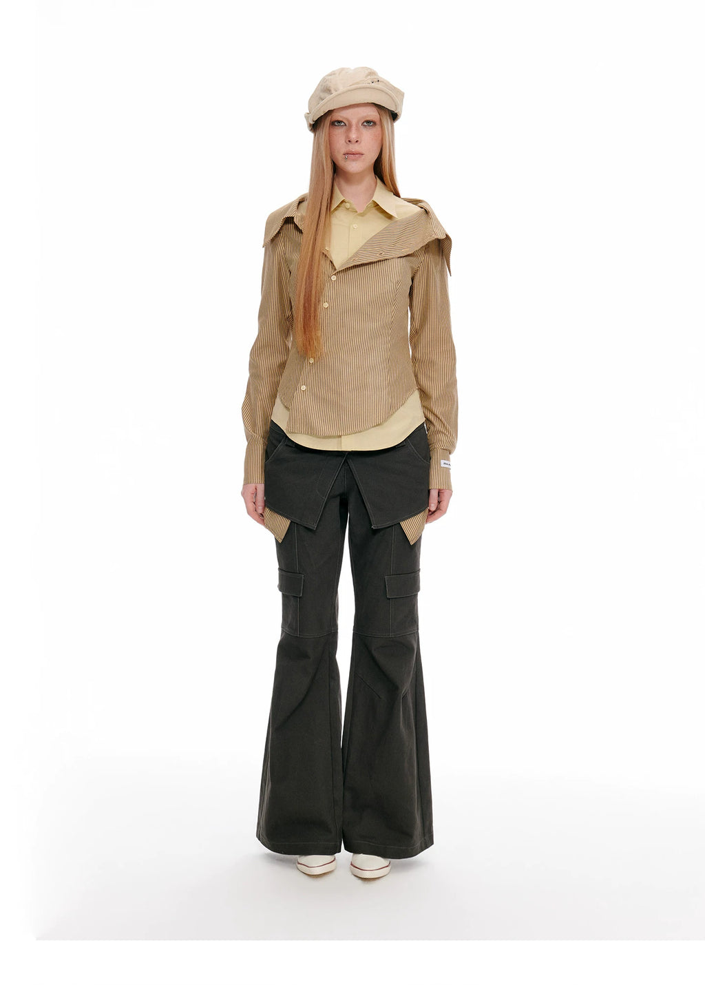 JIKOO Contrasting Splicing Striped Pants