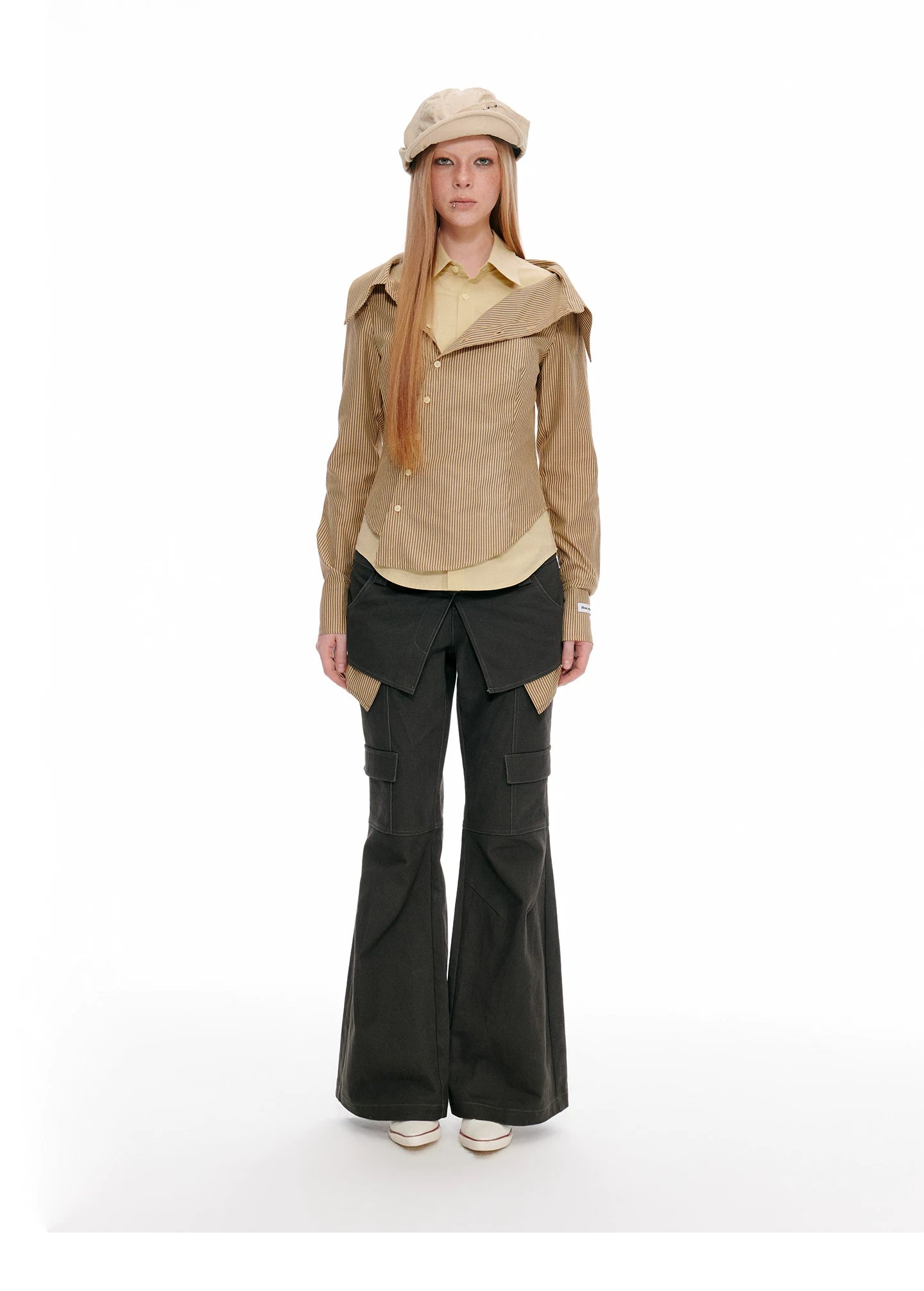 JIKOO Contrasting Splicing Striped Pants