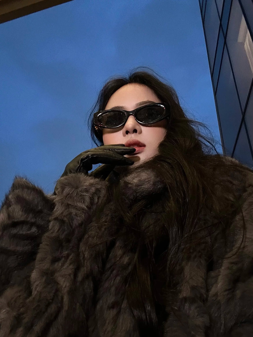 CHUYUQI Extravagant Warm Wool Coat Stand-up Collar Imitation Fur