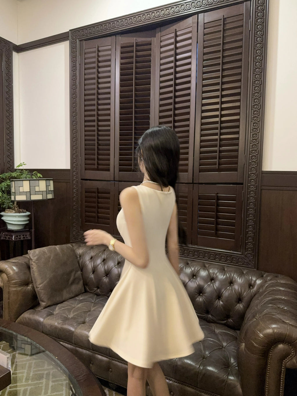 Barb Chill Square Neck Waist Skinny Suspender Short Dress