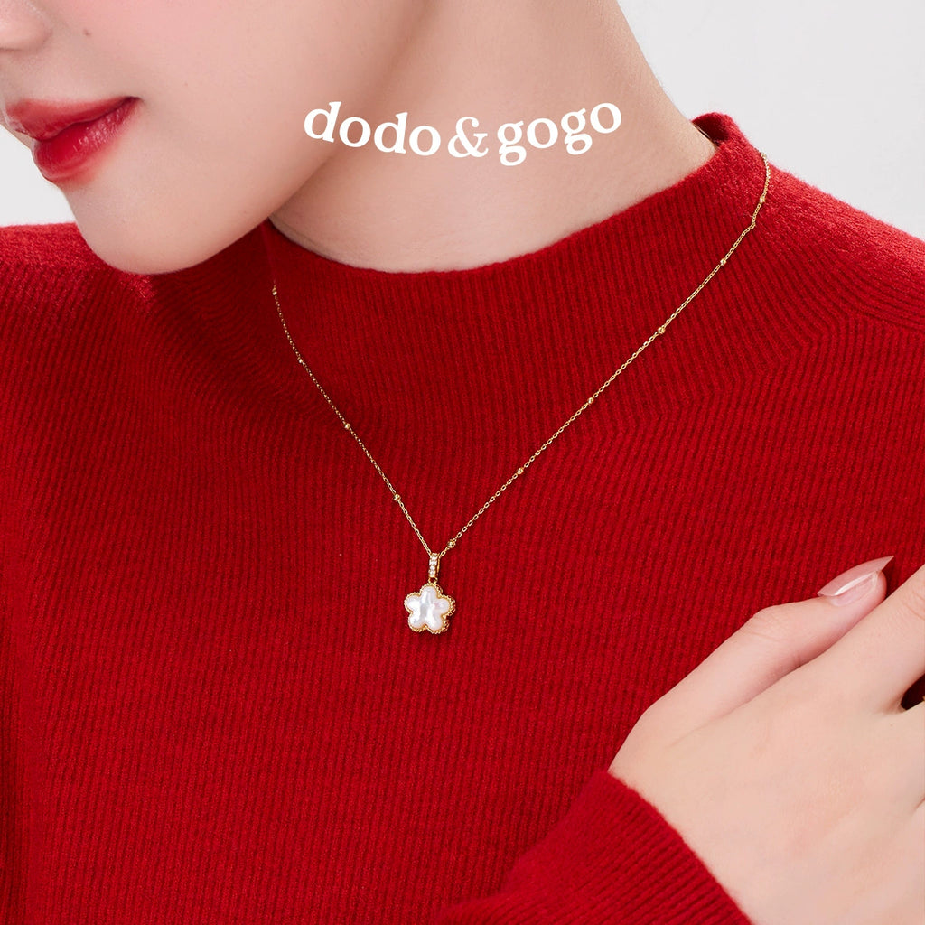 DODOGOGO Double-sided Drop Glaze Flower Necklace