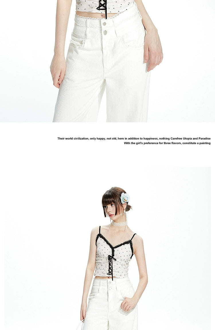 Imone Polka Dot Strap Lace Vest