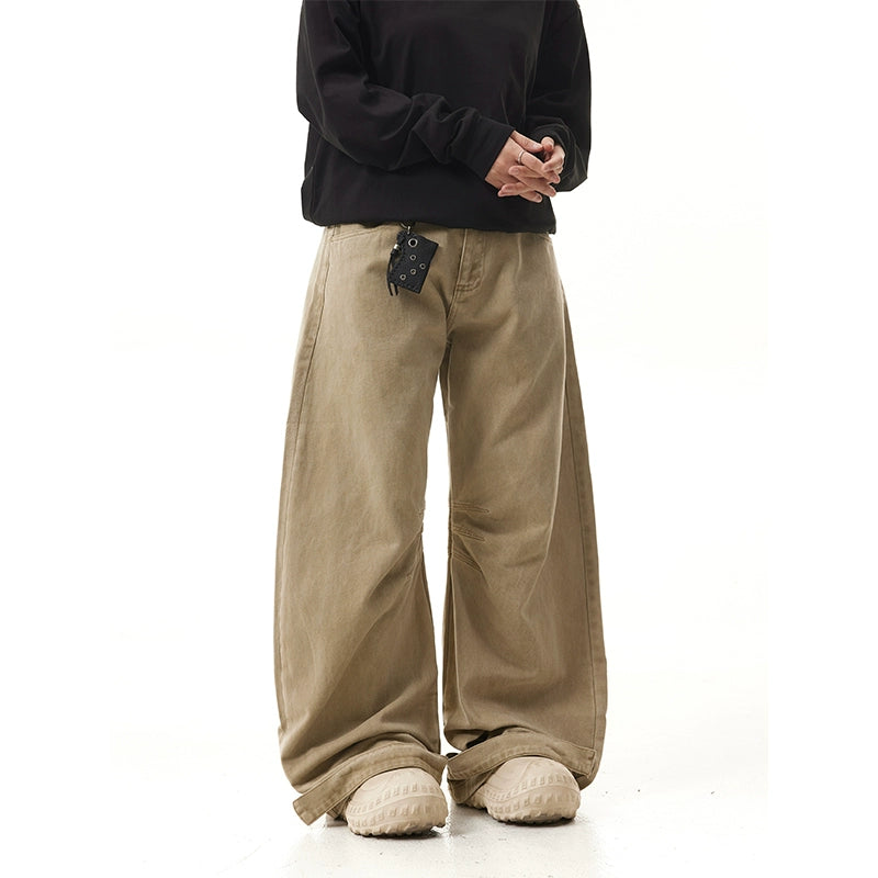 (Clearance) BTSG Retro Silhouette Khaki Loose Baggy Wide Leg Casual Banana Pants