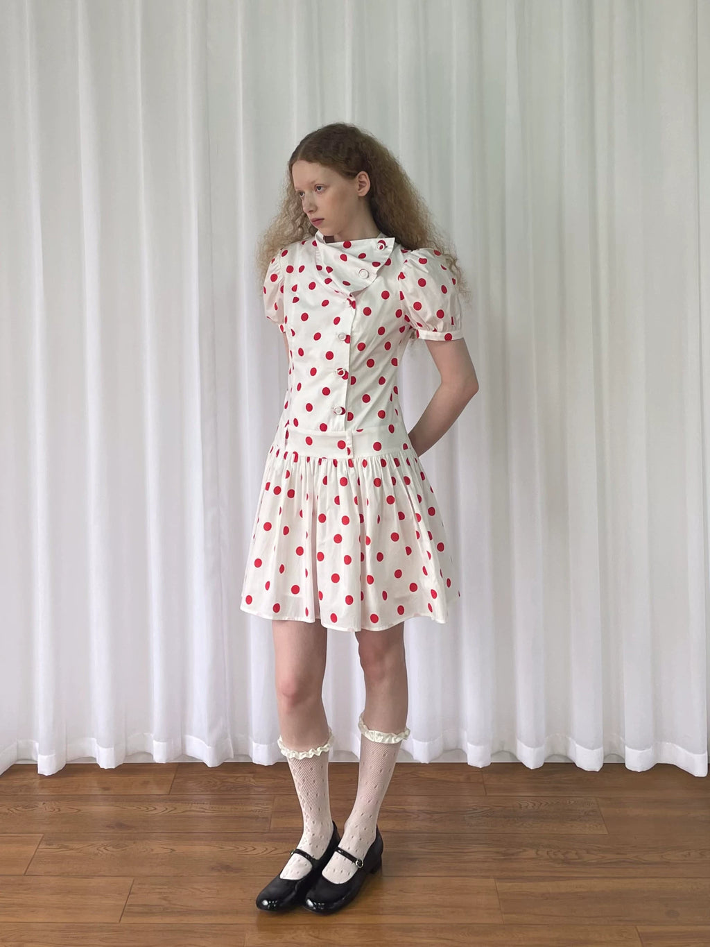 Loosesmell Half Turtleneck Polka Dot Dress