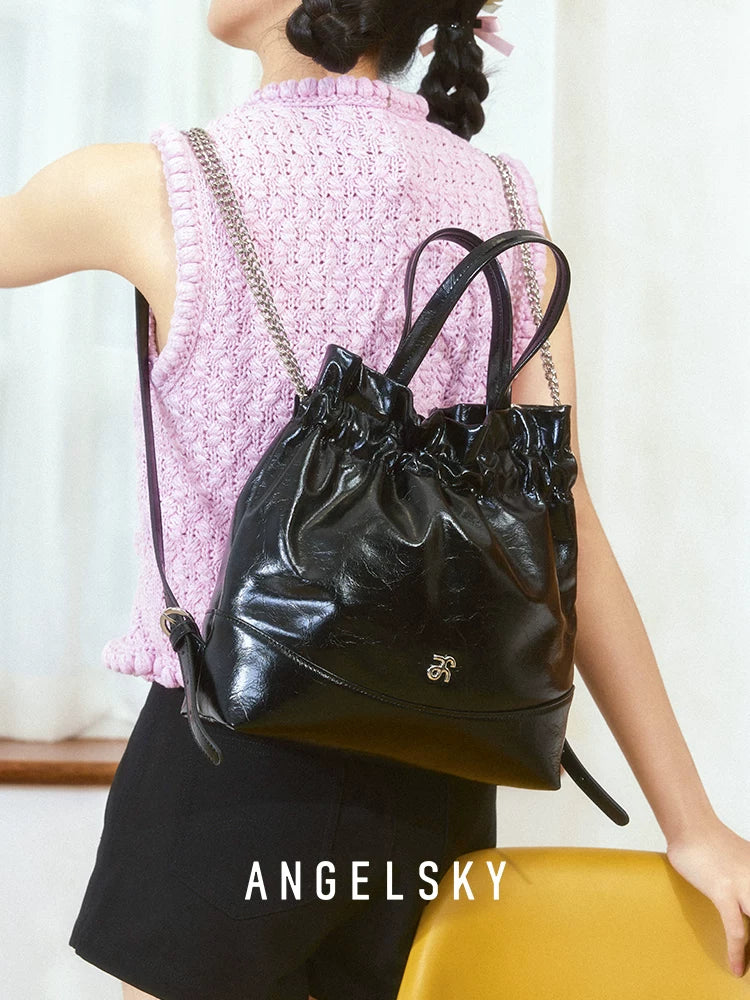 ANGELSKY Vintage Pleated Backpack