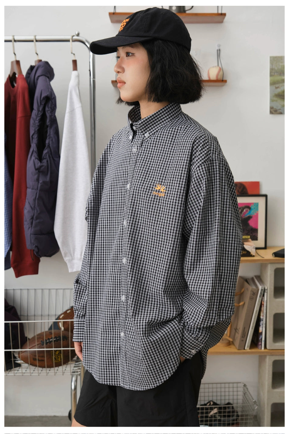 Battles Baseball Long Sleeve Checkered Shirt