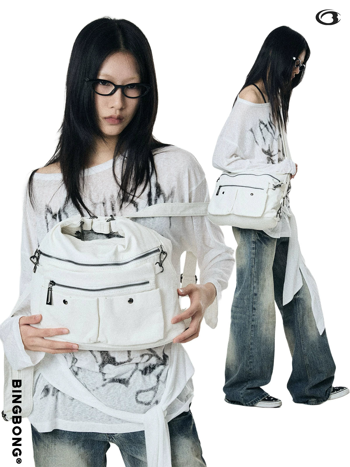 BINGBONG Tooling Zipper Messenger Tote Bag