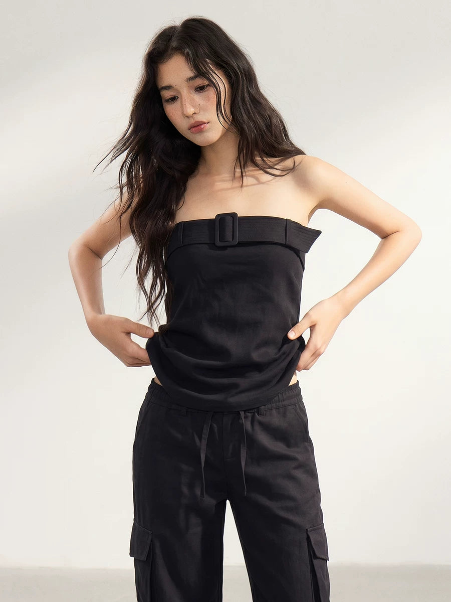 WITHMIN One-word Neck Wide Chest Strap Adjustable Loose Tube Top
